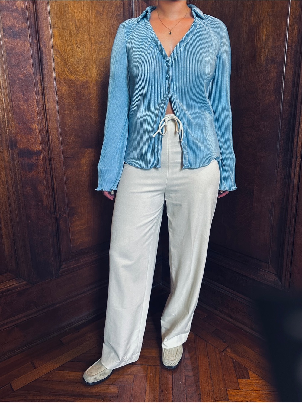 Vintage J’Envie Sport White Drawstring Back Zipper Trousers